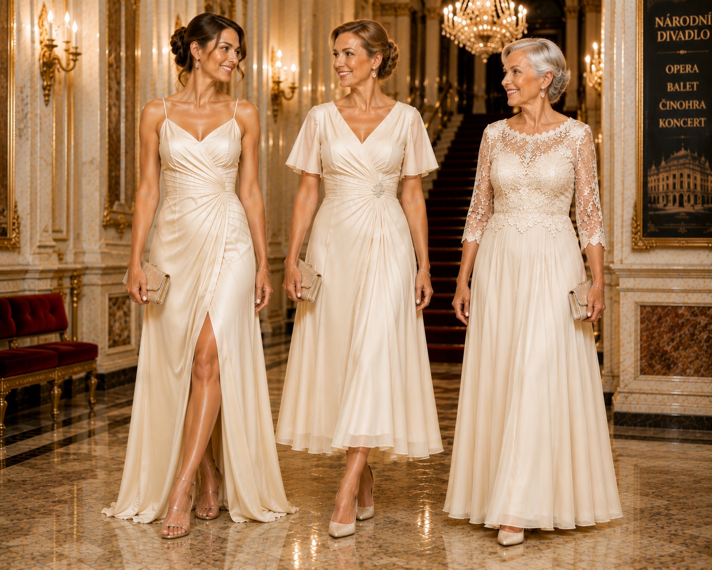 Večerní šaty do opery v odstínu champagne a ivory Ever Pretty